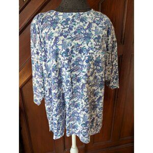 Liz Thomas Plus Womens Floral Button Shoulder Top Size 22